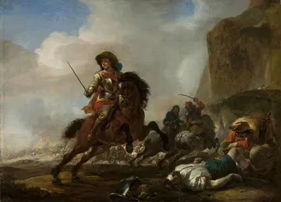 Битва у подножия горы by Ян Баптист Виникс, 1650 — digital art print download