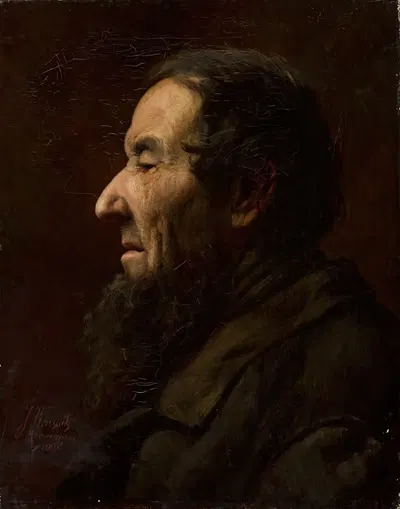 Male portrait in profile, study by Jan Kauzik, 1883 — digital art print download