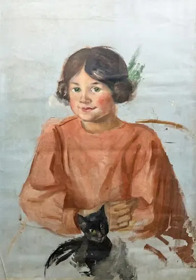 Девочка с кошкой by Люс Бояль — digital art print download