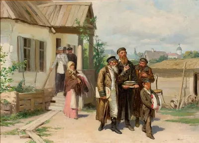 Евреи с предметами, купленными на аукционе by Николай К. Пимоненко, 1885 — digital art print download