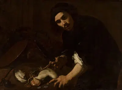Man gutting a fish by Orazio Fidani — digital art print download