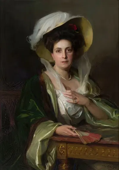 Портрет дамы в большой шляпе by Филипп Алексис де Ласло, 1907 — digital art print download