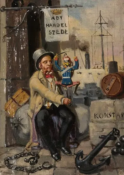 Мужчина с куклой by Поликарп Гуминьский — digital art print download