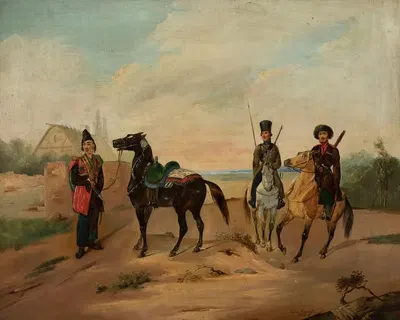 Трое всадников на дороге by Тадеуш Бродовский, 1838 — digital art print download