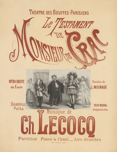 Théatre des Bouffes Parisiens. Le testament de Monsieur de Crac by Antoine Barbizet, 1871 — digital art print download