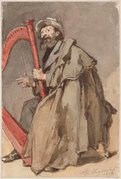 Мужчина с арфой by Альфред Клюйзенаар, 1868 — digital art print download
