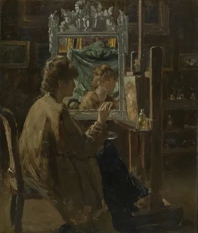 Artist in her studio by Alfred Stevens — digital art print download