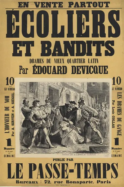 Ecoliers et bandits, drames du vieux quartier latin, par Edouard Devicque by Огюст Белен, 1889 — digital art print download