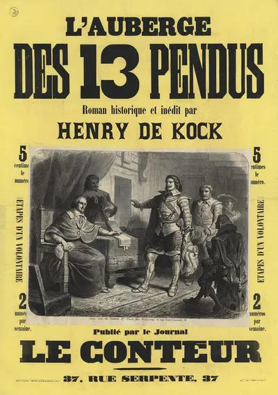 L' Auberge des 13 treize pendus, roman historique et inédit par Henry de Kock by Огюст Белен, 1868 — digital art print…