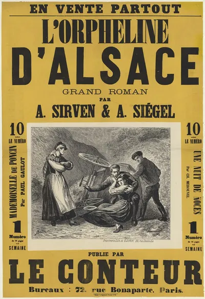 L' Orpheline d'Alsace, grand roman par A. Sirven & A. Siégel by Огюст Белен, 1888 — digital art print download