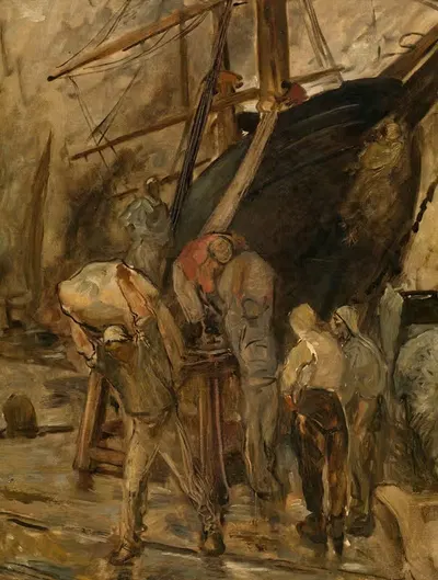 Разгрузка парусного судна by Константин Менье — digital art print download