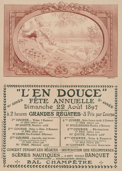 L' En Douce, fête annuelle, 11e année – Dimanche 22 août 1897. Grandes régates. concert pendant les régates by Огюст…