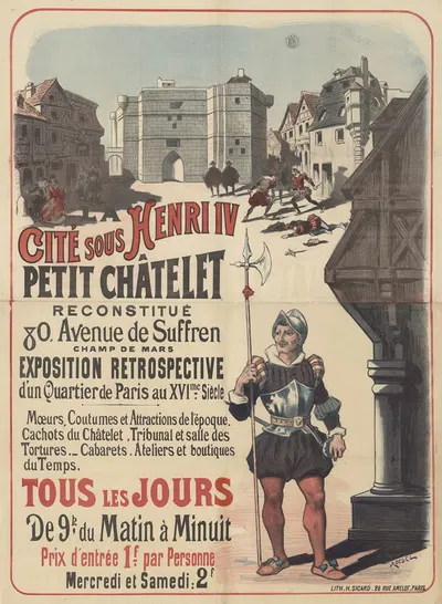 La cité sous Henri IV. Petit Châtelet reconstitué, 80 avenue de Suffren, champ de mars by Огюст Рёдель, 1895 — digital art…