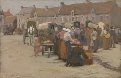 Market in Etaples by Edgard Farasyn — digital art print download