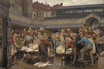 The Old Fish Market in Antwerp in 1882 by Edgard Farasyn — digital art print download