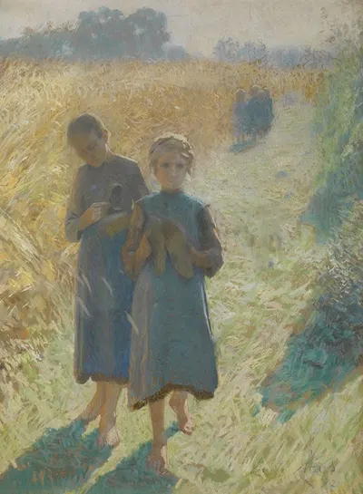Девушки в поле by Эмиль Клаус, 1892 — digital art print download