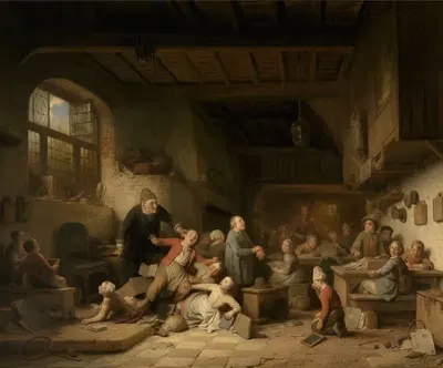 Деревенская школа by Фердинанд де Бракелер, 1854 — digital art print download
