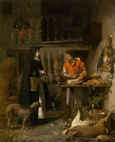Market Scene in the 17th Century by Florent Willems — digital art print download
