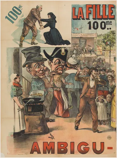 100.me, La Fille du garde-chasse, 100.me, immense succès, Ambigu by Cândido de Faria, 1901 — digital art print download