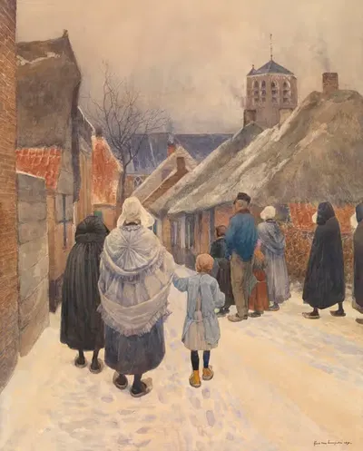 Воскресное утро зимой by Франс ван Лемпуттен, 1896 — digital art print download