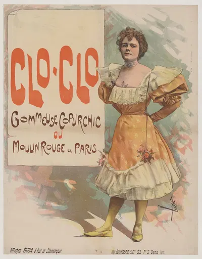 Clo-Clo, gommeuse copurchic au Moulin Rouge de Paris by Cândido de Faria, 1890-1900 — digital art print download