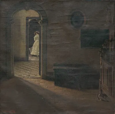 Interior with a Lady by Georges Nauwelaerts, 1918 — digital art print download
