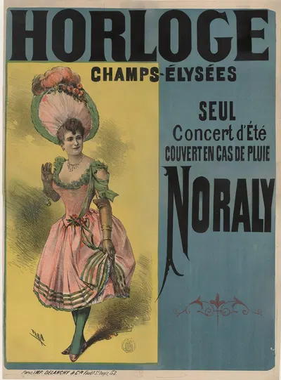 Horloge Champs-Elysées. Seul concert d'été by Cândido de Faria, 1890 — digital art print download