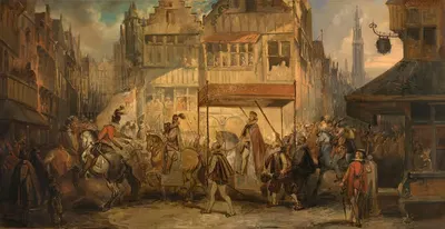 Радостный вход герцога Анжуйского в Антверпен by Ян Август Хендрик Лейс, 1840 — digital art print download