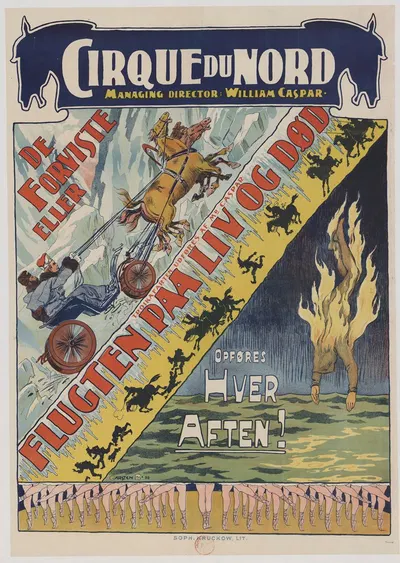 Cirque du Nord, managing director William Caspar. De Forviste Eller – Flugten paa liv og Dod by Carsten Raun, 1898 —…
