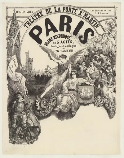 Théâtre de la Porte St Martin. Paris. Drame historique en 5 actes by Селестен Нантёй, 1855 — digital art print download