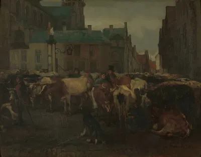 Рынок скота в Антверпене by Ян Стоббаертс, 1861 — digital art print download