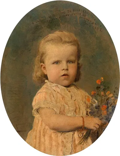 Carolina Amalia LeDelier, daughter of Valentine De Give – leDelier by Jan van Beers, 1882 — digital art print download