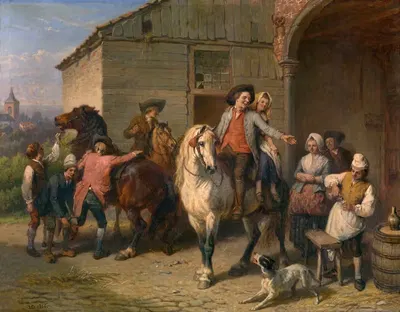 Всадники у гостиницы by Жан-Батист Маду, 1856 — digital art print download