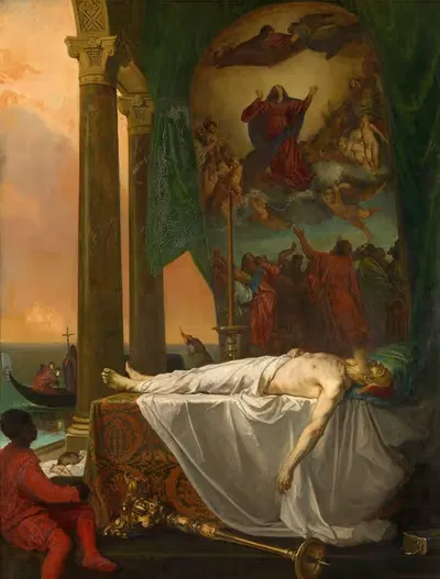 Titian Lying in State in the Palazzo Barbarigo by Joseph Nicolas Robert-Fleury, 1862 — digital art print download