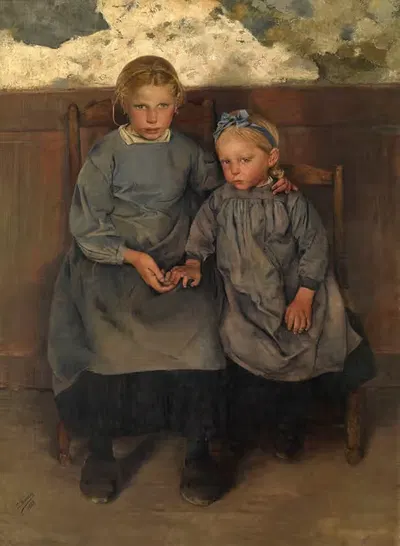 Две валлонские деревенские девушки by Леон Фредерик, 1888 — digital art print download