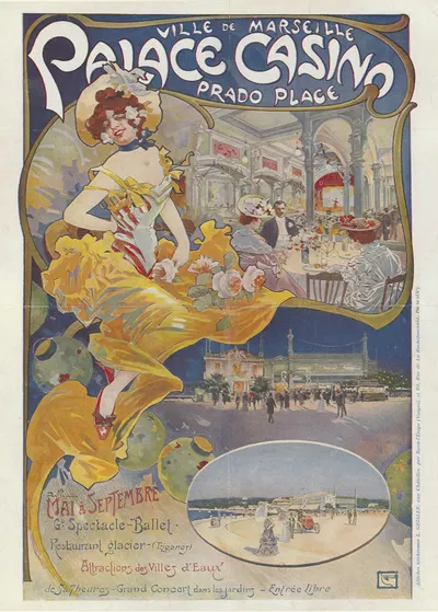Ville de Marseille. Palace Casino, Prado place by David Dellepiane, 1905 — digital art print download