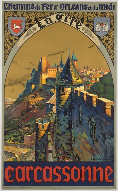 Carcassonne by E. Paul Champseix, 1923 — digital art print download