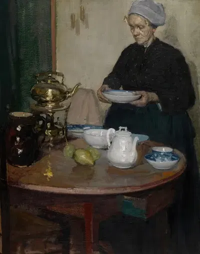 Woman at the Coffee Table by Richard E. Miller — digital art print download