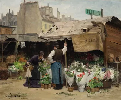 На цветочном рынке by Виктор Габриэль Жильбер, 1878 — digital art print download