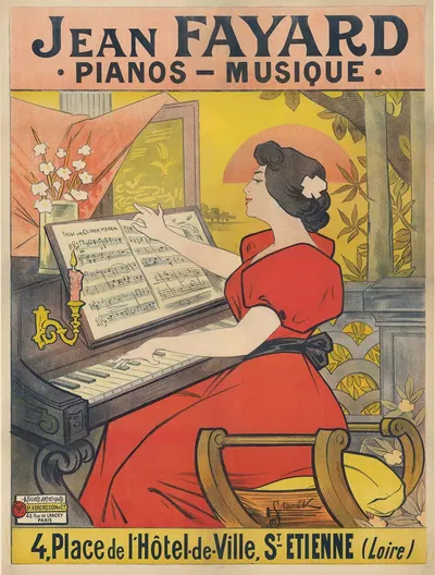 Jean Fayard. Pianos – Musique. 4, place de l'hôtel de ville, St Etienne (Loire) by Эмануэль Станек, 1900 — digital art…