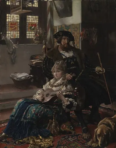 Christian II and Dyveke by Vilhelm Rosenstand, 1885 — digital art print download
