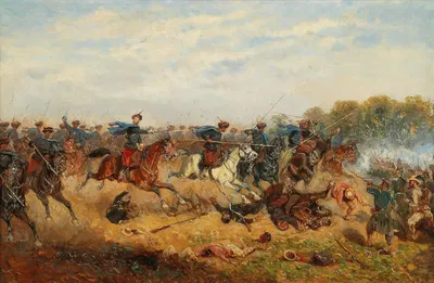 Атака уланов «Трани» в битве при Кустозе by Александр фон Бенса, 1877 — digital art print download