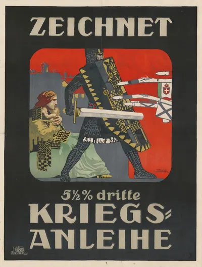 Zeichnet 5 1,5 % dritte Kriegs,Anleihe by Erwin Puchinger, 1916 — digital art print download