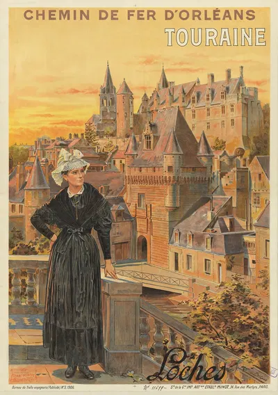 Chemin de Fer d'Orléans. Touraine, Loches by Etablissements Minot, 1906 — digital art print download