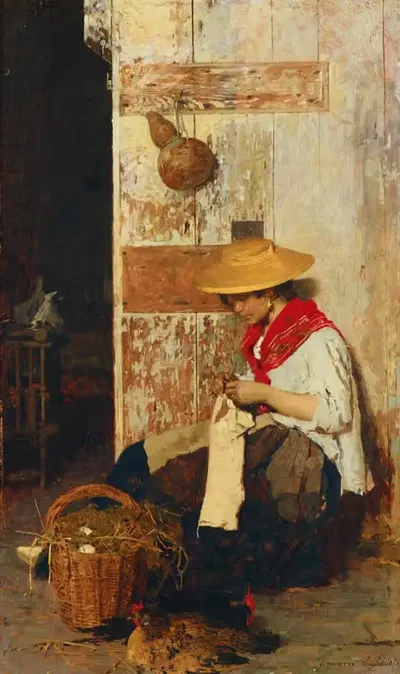 The Torn Sleeve by Giacomo Favretto, 1878 — digital art print download
