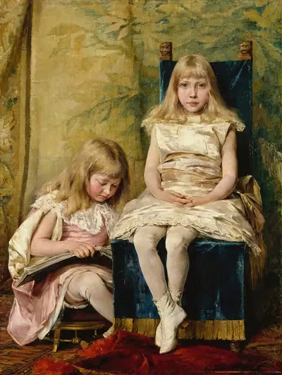 Hildegard and Alfhild Tamm by Hildegard Thorell, 1882 — digital art print download