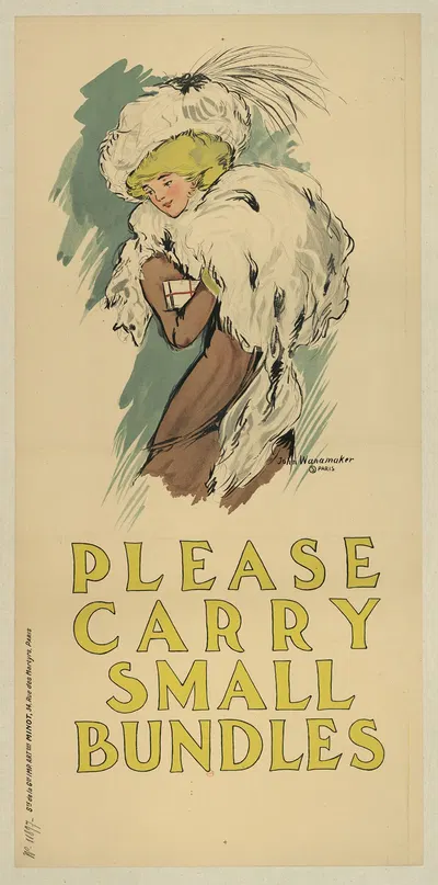 John Wanamaker. Please carry small bundles by Etablissements Minot, 1909 — digital art print download