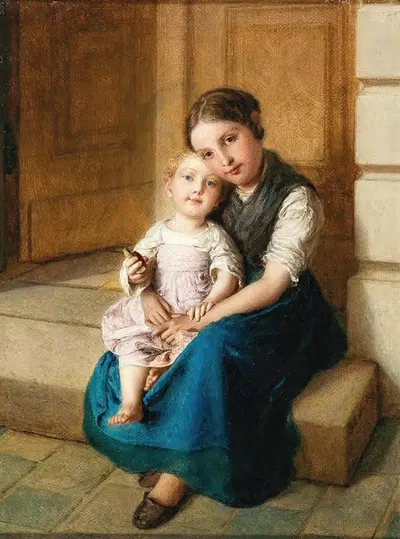 Сестринская любовь by Иоганн Баптист Рейтер — digital art print download