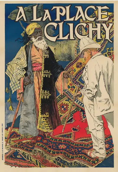 A la Place Clichy. Lundi 14 septembre – tapis français et orientaux by Eugène Grasset, 1903 — digital art print download