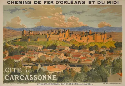 Cité de Carcassonne by Eugène Grasset, 1909 — digital art print download